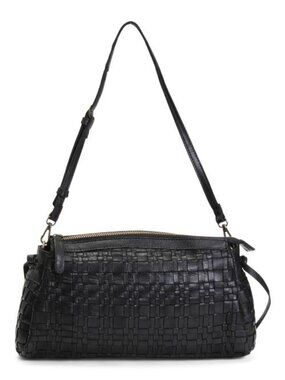 VILENCA Leather Woven East West Clutch